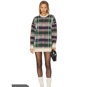 Show Me Your Mumu Ember Tunic Sweater Dress Holiday Plaid Knit Small Oversized
